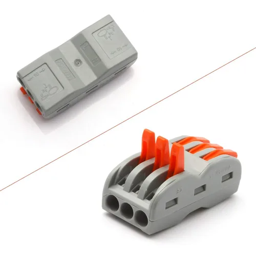 Vista 4 de x xotic tech 10 conectores de cable de palanca de empuje de 3 en 3 salidas, conectores compactos de cable de empuje de 3 circuitos, cables de 28 a