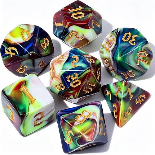 Vista 15 de QMAY - Juego de dados para DND, 7 dados poliédricos con bolsa de dados para juegos de mesa D&D