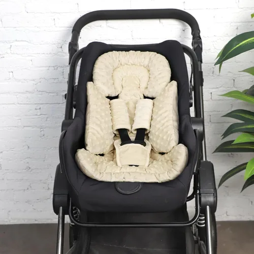 Vista 6 de Inserto de Asiento de Coche para Bebé Niño Niña, Inserto de Asiento de Coche 3 en 1 para Recién Nacido con Almohadillas y Correas, Respaldo