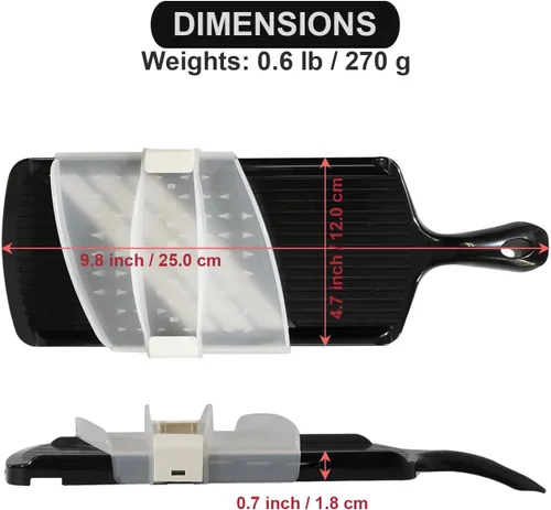 Vista 3 de KAKUSEE Mandolina de tres cuchillas, cortador de verduras con protector de dedos, corte de precisión sin esfuerzo y almacenamiento seguro, fabricado