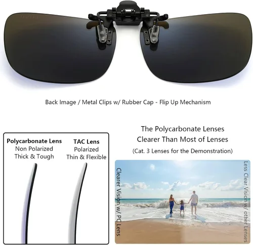 Vista 2 de CAXMAN Gafas de sol con clip no polarizadas sobre lentes recetados