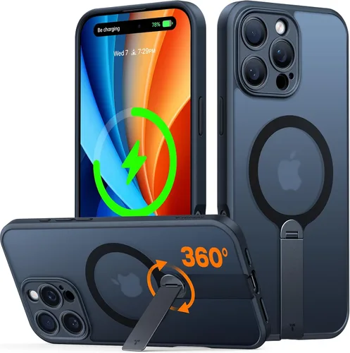 Vista 13 de TORRAS Funda magnética con soporte de 360° para iPhone 16, protección completa de la cámara, compatible con MagSafe, protección contra caídas