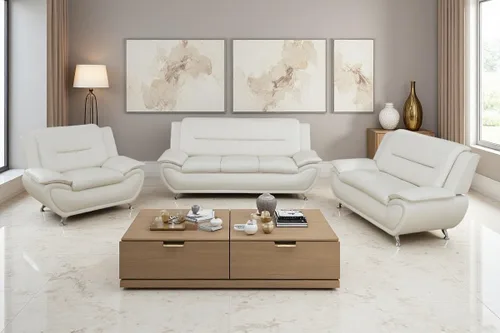 Vista 11 de A Ainehome Moderno juego de muebles de sala de estar de piel sintética, sofá modular de 6 asientos con sofá biplaza y silla (negro)