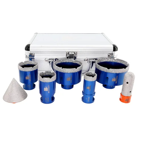 Vista 7 de Juego de brocas con núcleo de diamante para azulejos de porcelana, porcelana, cerámica, mármol, ladrillo, hormigón, sierra de agujero soldada al