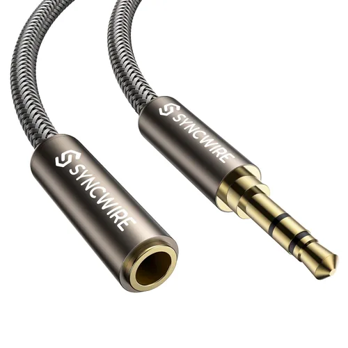 Vista 8 de Syncwire Cable de extensión de audio estéreo de 3.5 mm macho a hembra [Sonido Hi-Fi] [Conector chapado en oro] Cable de extensión AUX trenzado