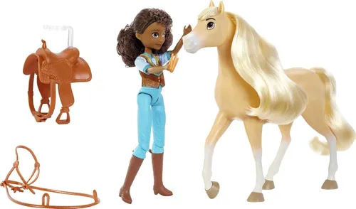 Vista 5 de Mattel Spirit Untamed - Juego de muñeca y caballo de juguete, muñeca pequeña Pru de 7 pulgadas con 7 articulaciones móviles, Chica Linda