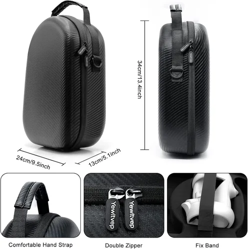 Vista 4 de Funda para Oculus Quest 2, funda de viaje rígida para Oculus Quest 2 VR con correa oficial Elite, accesorios de controles táctiles, funda
