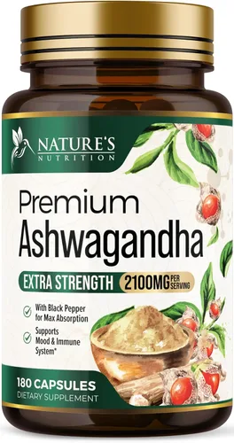 Vista 10 de Suplementos de Ashwagandha - Cápsula de Ashwagandha de 2100 mg para mujeres y hombres, apoyo natural antioxidante, extracto de raíz de Ashwa, apoyo
