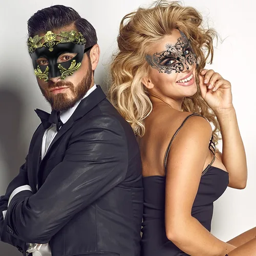 Vista 3 de Máscara de mascarada para hombres, máscara veneciana griega romana, Halloween, cosplay, fiesta, disfraz para hombres, máscara de Mardi Gras