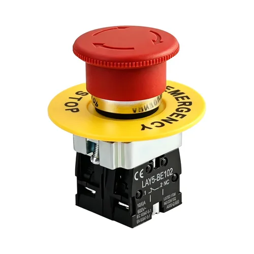 Vista 7 de Interruptor de botón de bloqueo automático de parada de emergencia de hongo rojo 1NC de 0.866 in 600 V 10 A.