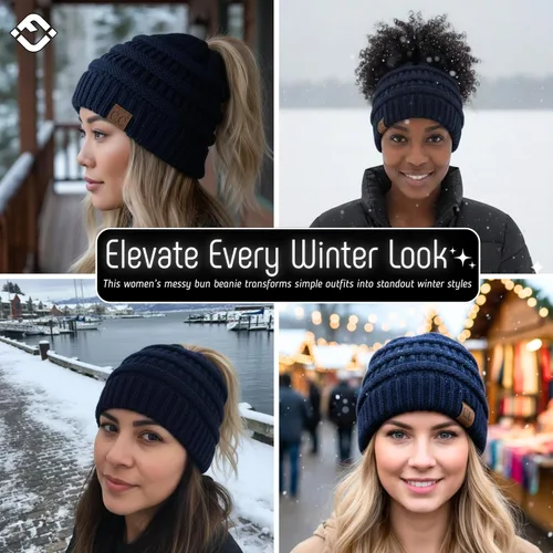 Vista 92 de Funky Junque - Gorro para mujer con ranura para cola de caballo