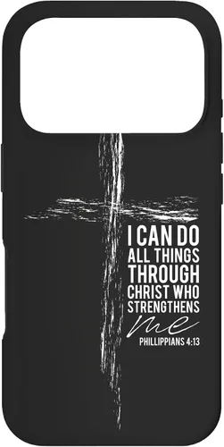 Vista 27 de iPhone 12 mini versículo religioso cruz teléfono casos hombres papá Filipenses 4:13 caso