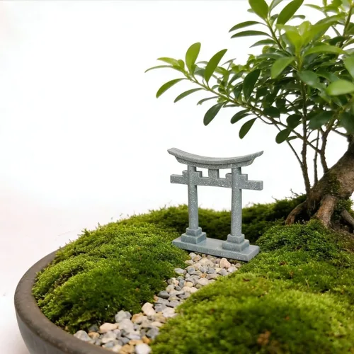 Vista 3 de livelyfish Decoración de pecera de puerta sintoísta japonesa Torii, estatua asiática de acuario, estatua asiática, santuario de Japón, puente