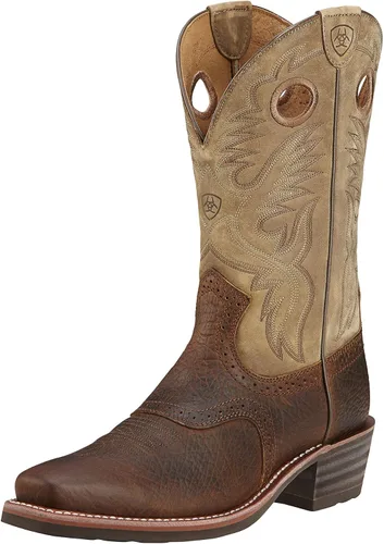 Vista 8 de Ariat Heritage Roughstock - Botas de trabajo de cuero con punta cuadrada para hombre Rowdy marrón aceitado (Brown Oiled Rowdy)