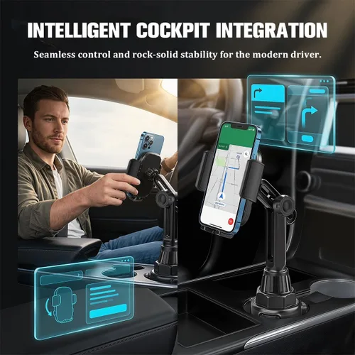 Vista 3 de Soporte de teléfono ajustable para taza de coche de 360 grados