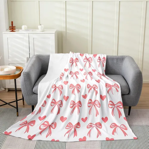 Vista 23 de Erosebridal Manta de franela con nudo de lazo para niñas, 40 x 50 pulgadas, diseño de rayas de diamante, para sofá cama y cama de vellón para niños