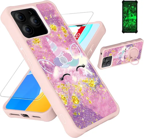 Vista 130 de jioeuinly JSF-DJS - Funda compatible con Nothing Phone 2a con protector de pantalla de vidrio templado, policarbonato duro + silicona suave, soporte