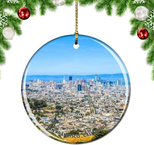 Vista 11 de California San Francisco 16 Avenue Tiled Steps USA Christmas Tree Ornamento Decoración Colgante Colgante Decoración Ciudad Viaje Souvenir Colección