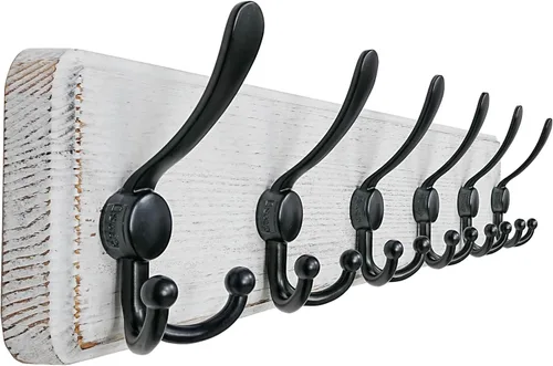 Vista 29 de Dseap Perchero de Pared Montado - 5 Ganchos Triangulares, Resistente, Perchero de Pared de Madera para Abriggos, Sombreros, Chaquetas, Ropa, Negro