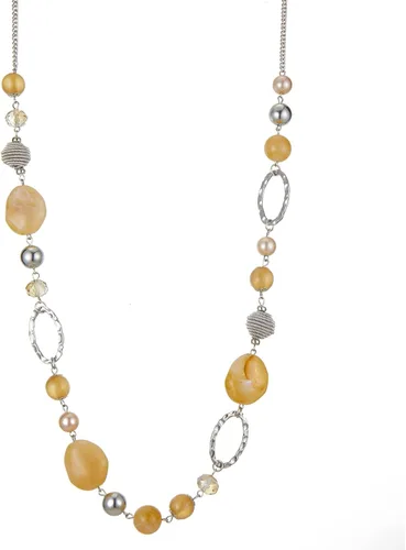Vista 15 de BULINLIN Collar largo de cuentas para mujer, collar de cadena de suéter plateado con cuentas de resina de cristal, collar de joyería de moda