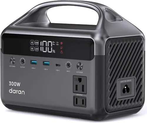 Vista 9 de DaranEner Estación de energía portátil LiFePO4 de 192 Wh, generador solar con bolsa de almacenamiento, 2 CA 300 W (sobretensión de 600 W), USB-C 60
