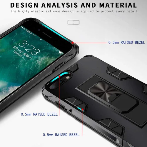 Vista 5 de Funda para iPhone 8 Plus 7 Plus 6 Plus con protector de pantalla de grado militar integrado con soporte de apoyo, armadura resistente a prueba