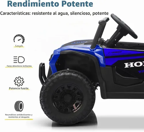 Vista 4 de Coche eléctrico de 12 V para niños, juguetes con control remoto, UTV para Azul