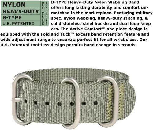 Vista 5 de BERTUCCI Reloj Field - DX3 Field - Esfera blancacaja verde olivacorrea de nailon Defender Drab 11019