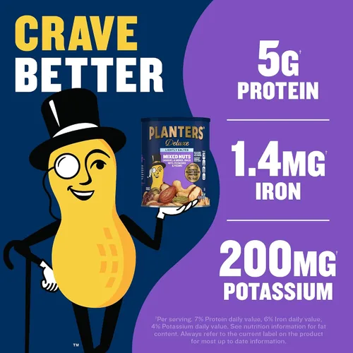 Vista 4 de PLANTERS Nueces mixtas de lujo ligeramente saladas, proteína a base