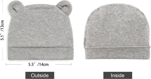 Vista 5 de BQUBO - Conjunto de sombreros y manoplas de algodón para recién nacido, gorro de hospital para bebés y niñas