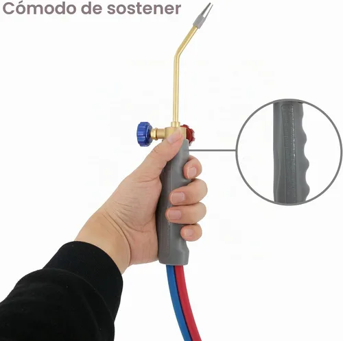 Vista 6 de Kit de antorcha de oxígeno MAPP con medidor de presión con soporte de tanque, gafas y encendedor de chispa de pedernal