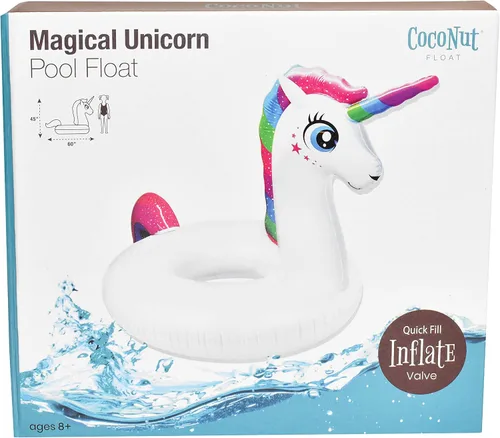 Vista 6 de Flotador mágico de coco para piscina de unicornio para exteriores, anillo inflable gigante para piscina, tubo de descanso duradero y juguete