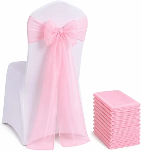 Vista 17 de Juego de 10 lazos para sillas con lazos para atar en la parte trasera, artículos decorativos para bodas, recepciones, eventos, banquetes, sillas