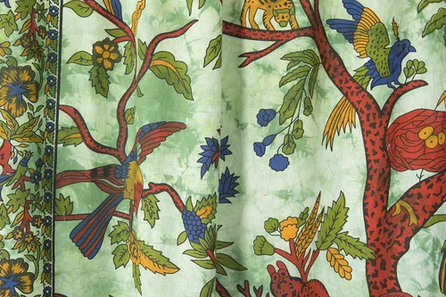 Vista 4 de Popular Handicrafts Paneles de cortina de mandala de teñido anudado con diseño de árbol de la vida, estilo hippie indio, color verde