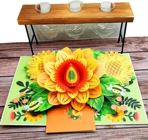 Vista 6 de Paquete de 5 tarjetas emergentes de flores, tarjetas de felicitación 3D, surtido para mujeres u hombres en todas las ocasiones, aniversario, día