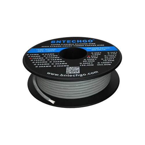 Vista 21 de BNTECHGO Carrete de alambre de silicona calibre 12, 50 pies, color marrón, flexible, 12 AWG, alambre de cobre estañado trenzado