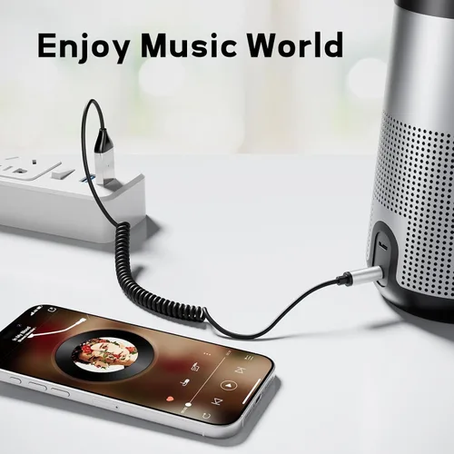 Vista 7 de Meliya Adaptador auxiliar a Bluetooth 5.3 para automóvil, USB 2.0 a 0.138 in Bluetooth receptor Jack Kit con micrófono incorporado entrada auxiliar
