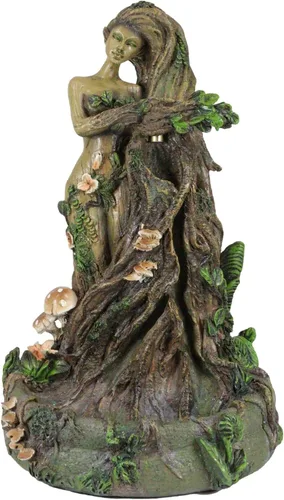 Vista 2 de Ebros Gift Whispering Forest Celta Greenman Árbol Mujer Gaia Ent Retorno Incienso Cono Quemador Aroma Aroma Estatuilla Diosa Cuernos Árbol