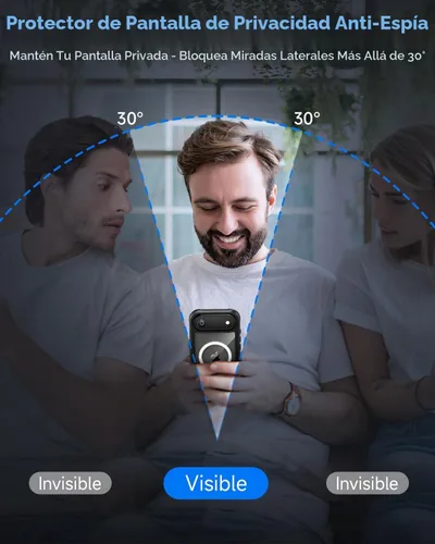 Vista 3 de seacosmo para iPhone Air Funda, Carcasa Completa con Protector de Privacidad de Vidrio Templado 9H Integrado y Protector de Lente de Cámara Negro