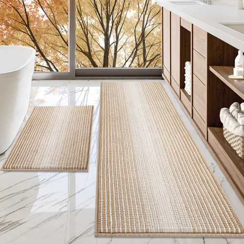 Vista 130 de BSICPRO Tapetes de baño de felpilla, 20 x 32 pulgadas, antideslizantes, absorbentes, suaves, peludos, para baño, lavables a máquina (salvia)