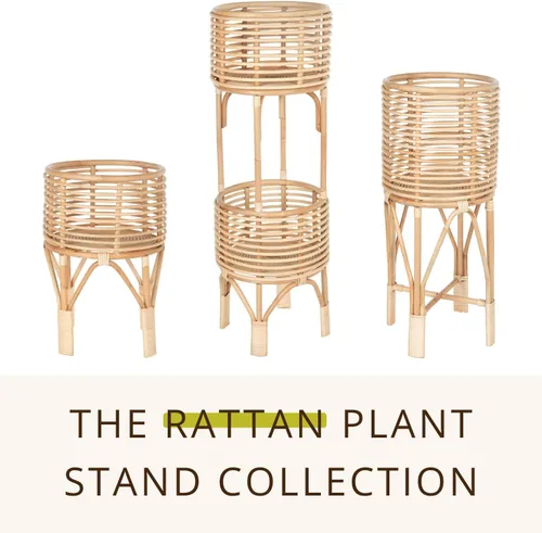 Vista 7 de KOUBOO Soporte para plantas de interior de ratán, pequeño, maceta natural marrón
