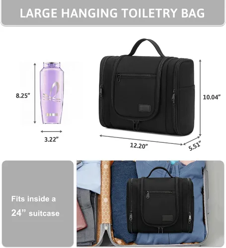 Vista 2 de Pearl Angeli Neceser colgante para mujeres y hombres, bolsa grande para cosméticos de maquillaje, organizador de artículos de tocador resistentes al