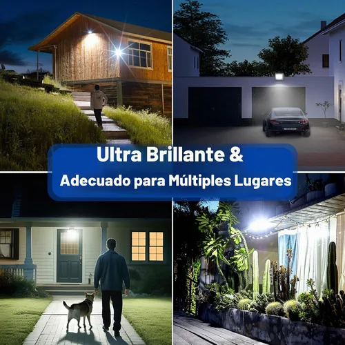 Vista 7 de FEIERYA Luces solares para exteriores, IP66, impermeables, con sensor de movimiento y control remoto, luz de seguridad de 6500 K del atardecer al