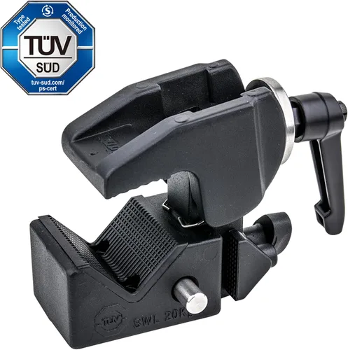 Vista 2 de Kupo Abrazadera Convi con mango ajustable, negro, receptor hexagonal y bloqueo de resorte de seguridad para accesorios de agarre (KG701511)