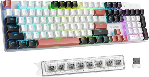 Vista 11 de Redragon Teclado Mecánico para Juegos con Cable, 11 Modos Retroiluminados Programables, Interruptor Rojo Intercambiable en Caliente, Anti-Ghosting