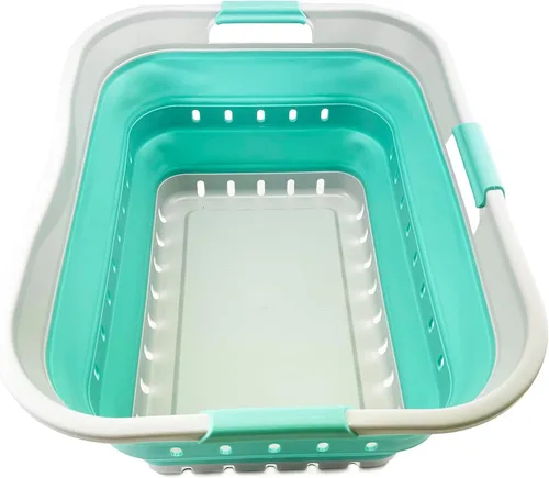 Vista 13 de SAMMART Cesta de lavandería de plástico plegable de 42L (11 galones) - Contenedor/Organizador de almacenamiento plegable emergente - Cesta/Canasta