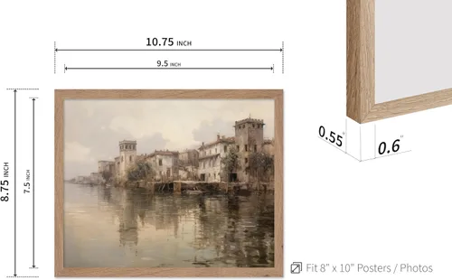 Vista 3 de Poster Master Póster vintage del canal, impresión retro de Venecia, arte de Italia, diseño de casas de ladrillo, ilustración de paisaje, obra