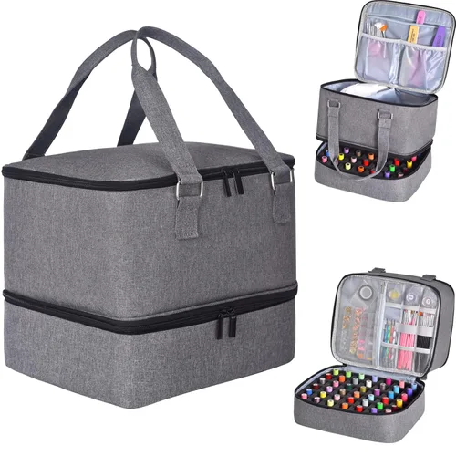 Vista 14 de FCQQYWZ Organizador de esmalte de uñas con 2 fundas desmontables con capacidad para 60 botellas y lámpara de uñas, organizadores de uñas portátiles