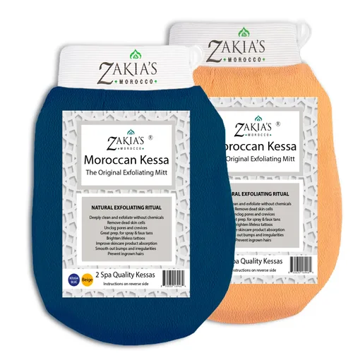 Vista 12 de Guantes exfoliantes originales Kessa, paquete económico (2 unidades), color beige, microdermoabrasión en casa, elimina la piel muerta no deseada