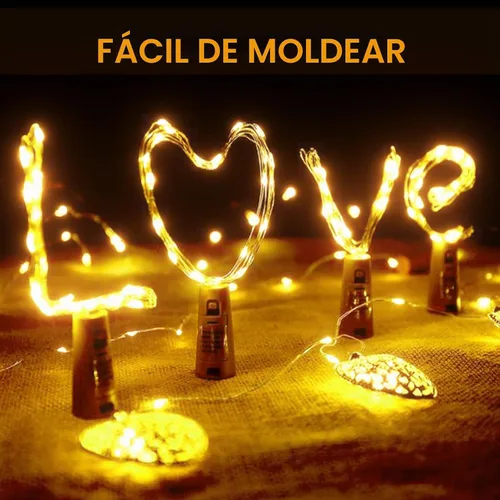 Vista 2 de Onforu Paquete de 16 tiras de luces de hadas blancas cálidas que funcionan con pilas, 2m IP67 impermeables, luz centelleante para frasco de Mason